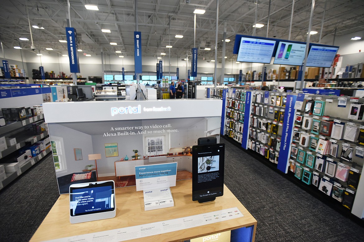 Wider vertically oriented aisles display smart-home devices near the front of Best Buy. (Casey Kreider/Daily Inter Lake)