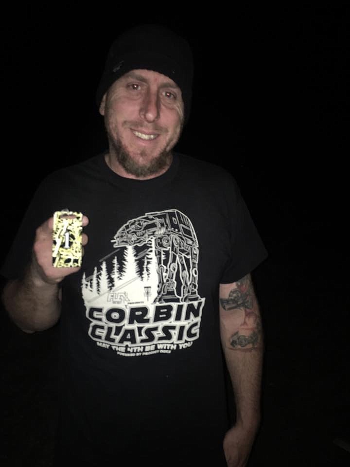 Jason Petersen, pictured here after winning the #1 tag at a night challenge in April, is president of the North Idaho Disc Golf Club. (NIDGC)