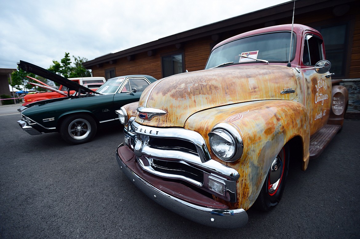 A 1954 Chevy 3100 owned by Diane Vollin at The Big Shindig outside The DeSoto Grill in Kalispell on Saturday. The Big Shindig features a wide range of classic, custom and unfinished cars as well as live music, barbeque, beer and a pin-up polar plunge. (Casey Kreider/Daily Inter Lake)