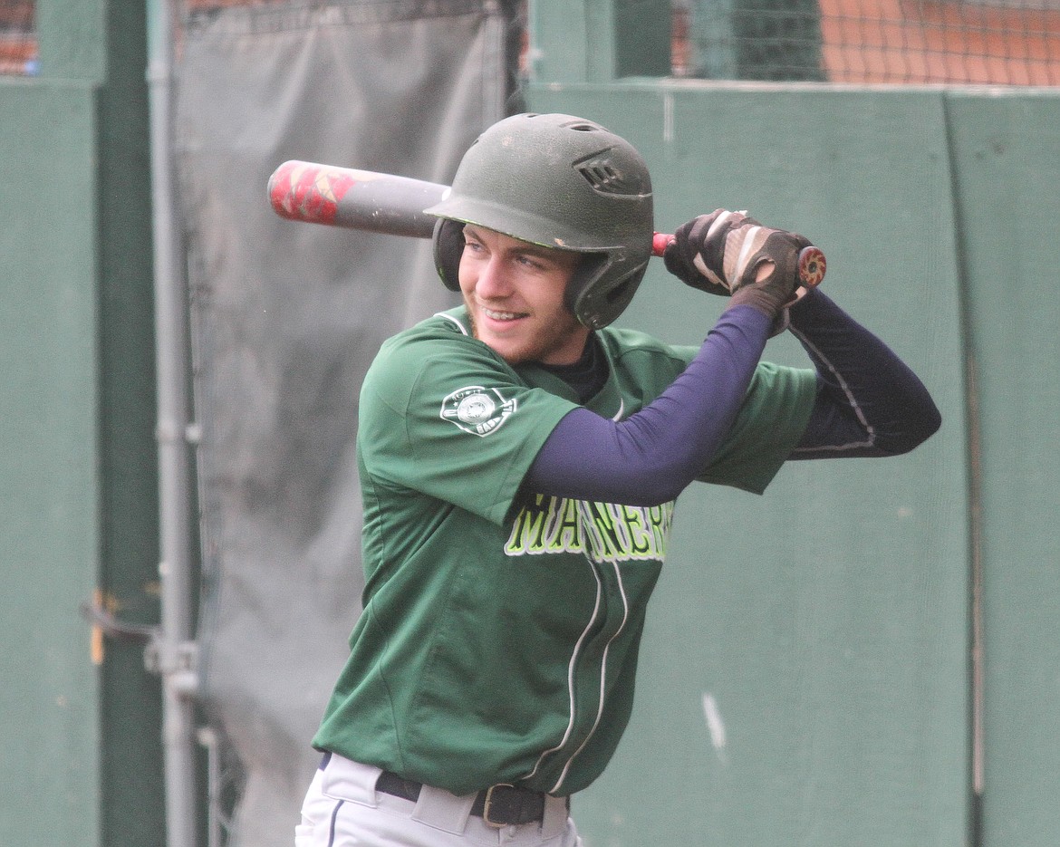 MISSION VALLEY Mariner&#146;s first basemen Keyan Dalbey is studying the pitchers in the on-deck circle during a recent game against the Libby Loggers. Dalbey has developed a mentality of studying pitchers in the on-deck circle. (photo by Paul Sievers/Libby Western Daily News)