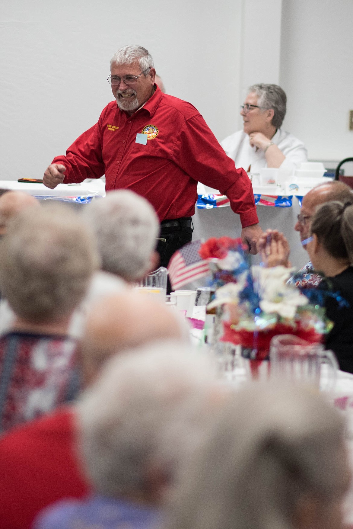Dave Johnson prepares to receive an award during a VFW convention Friday in Libby. (Luke Hollister/The Western News)