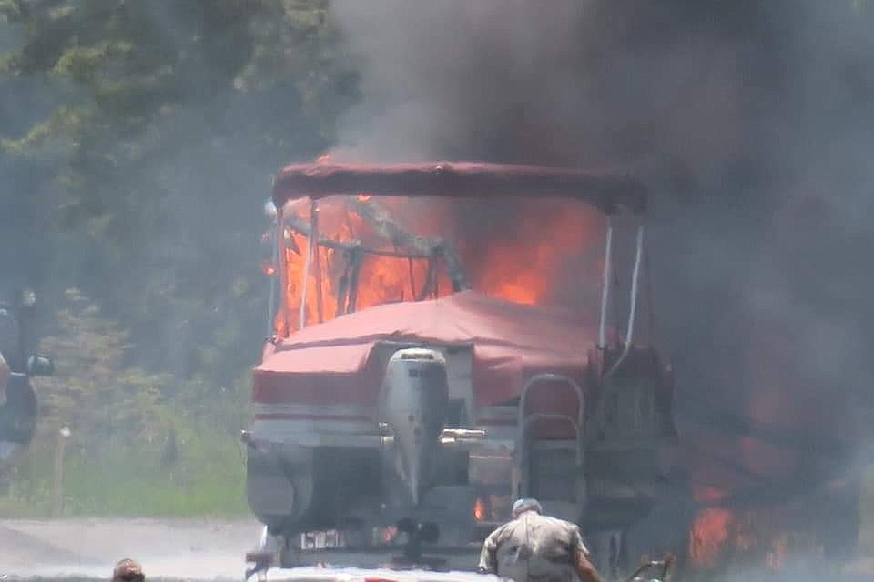 Photo by THAN WIDNER
The fire closed down Highway 95 for about an hour.