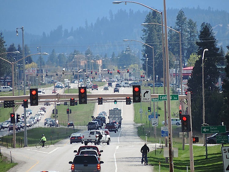 Photo courtesy of Idaho Transportation Department
This photo shows U.S. 95 at Canfield Avenue in Coeur d&#146;Alene. Improvements to maximize mobility at intersections in the corridor started on Monday.