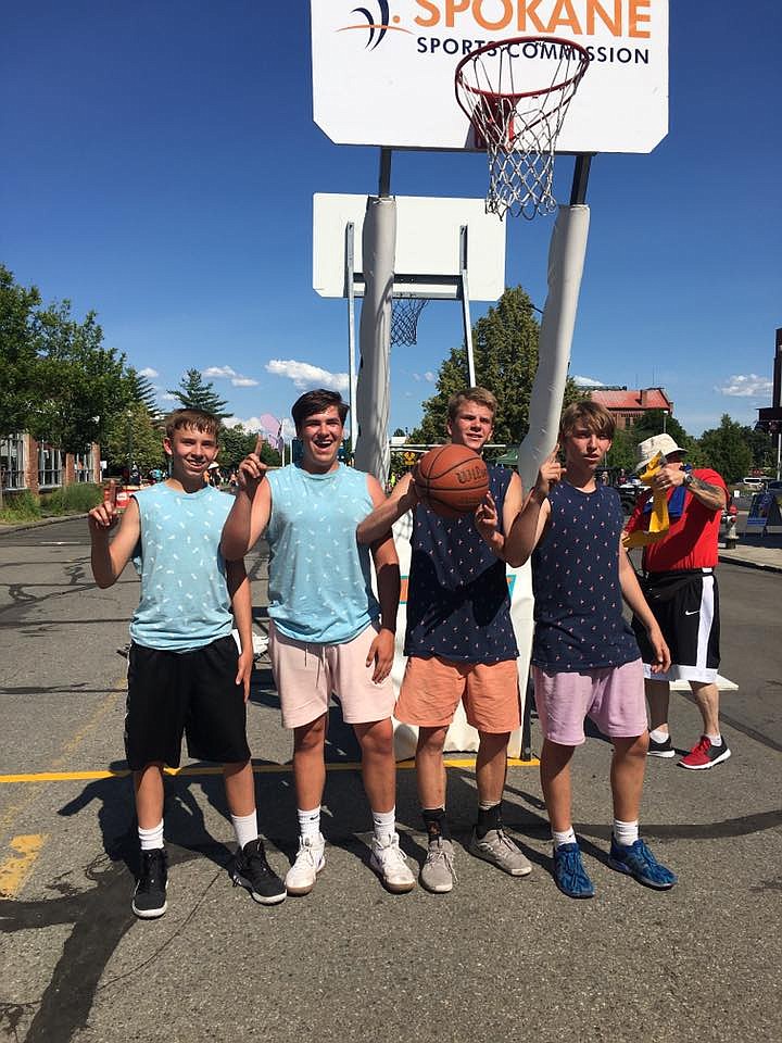 Courtesy photo
The Pineapple Gang, consisting of, from left, Taylor Menti, Matt Bangs, Kale Paslay and Tanner Menti; won their high school recreation division at Hoopfest last weekend in Spokane.