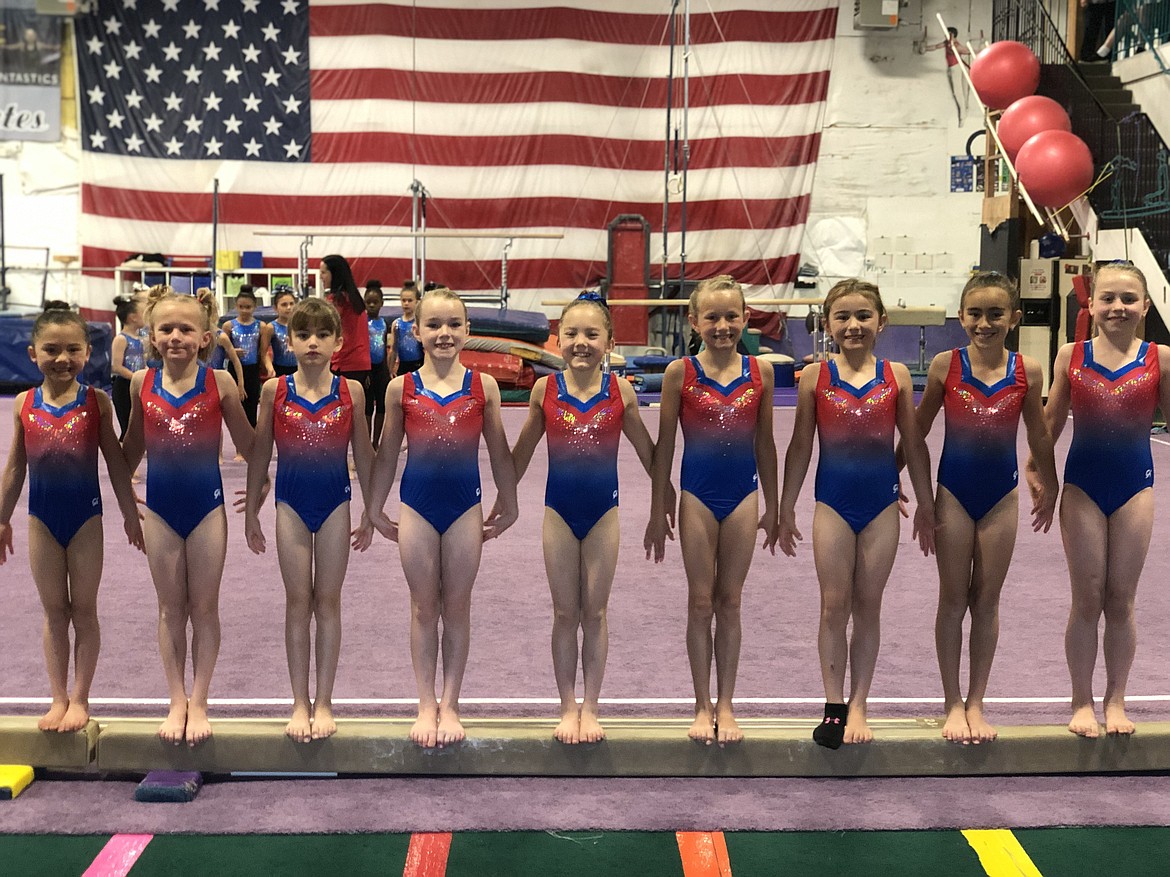 Courtesy photo
Avant Coeur Gymnastics held a TOPs (Talent Opportunity Program) testing on Saturday, for girls ranging from ages 7-10. Avant Coeur hosted Metropolitan Gymnastics (Seattle), North Bay Gymnastics (California) and Technique Gymnastics (Hayden), who all came to test. From left are Vivi Crain, Piper St. John, Georgia Carr, Quinn Howard, Lavi Crain, Mckenna Wilson, Sophia Elwell, Addyson Prescott and Monika Gonzales.