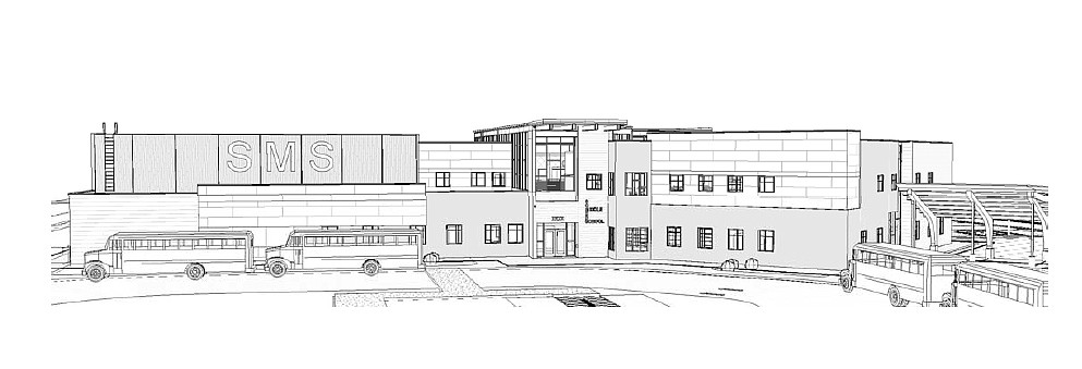 A drawing of the new Somers Middle School by L&#146;Heureux Page Werner. The school is expected to be completed by fall 2020.