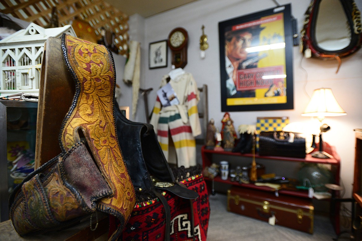 One of many dealer spaces offering a wide variety of antiques and collectibles at Swappers Antiques Market in Kalispell on Friday, June 28. (Casey Kreider/Daily Inter Lake)