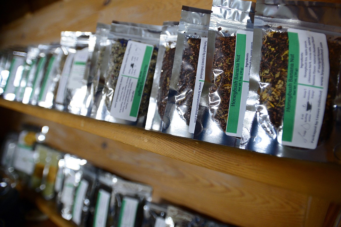 A selection of loose leaf tea and products at Swappers Antiques Market in Kalispell on Friday, June 28. (Casey Kreider/Daily Inter Lake)