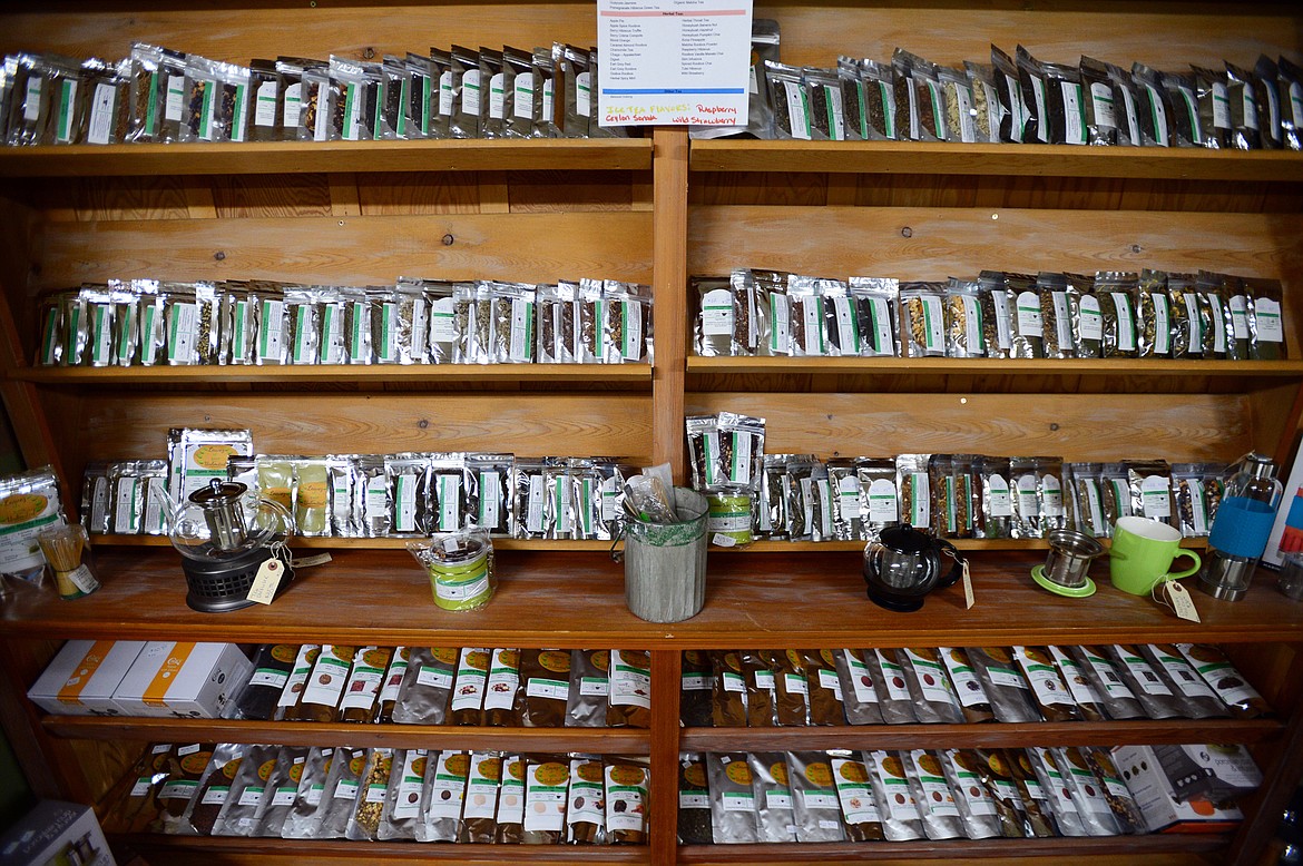 A selection of loose leaf tea and products at Swappers Antiques Market in Kalispell on Friday, June 28. (Casey Kreider/Daily Inter Lake)