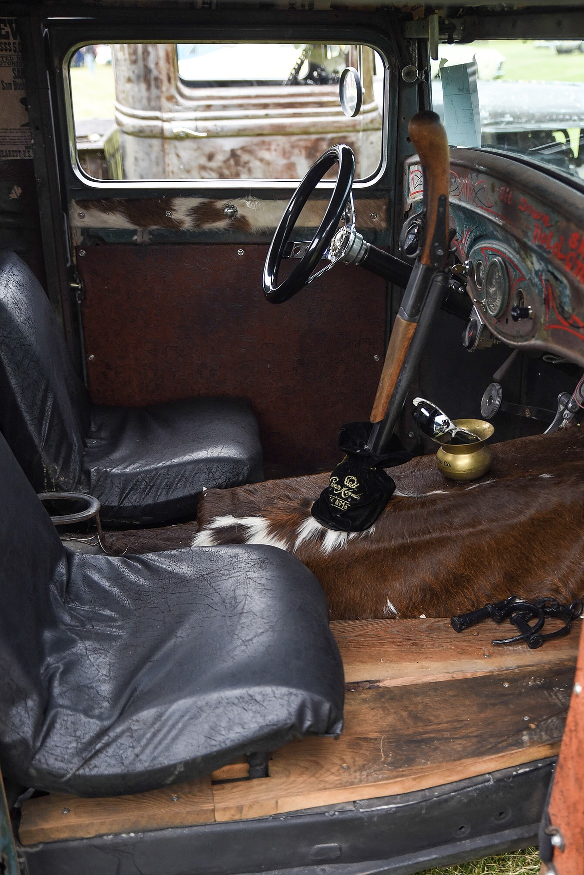 The interior of Dave Rouse&#146;s 1934 rat rod pickup shows a customized bounty hunter-themed interior during the Troy&#146;s Old Fashioned 4th of July Car Show at Roosevelt Park Thursday. (Ben Kibbey/The Western News)