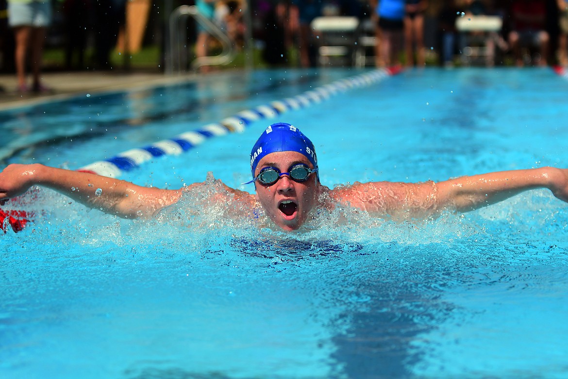 Madeline Stutsman swims the butterfly Saturday. (Jeremy Weber photo)