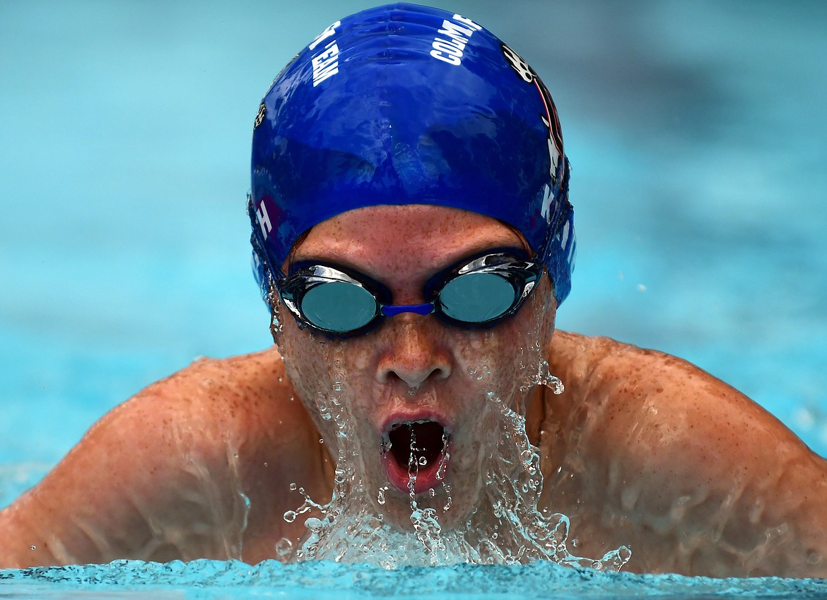 Connor Keith swims in the Columbia Falls Swim Team's home meet in this file photo. (Jeremy Weber photo)