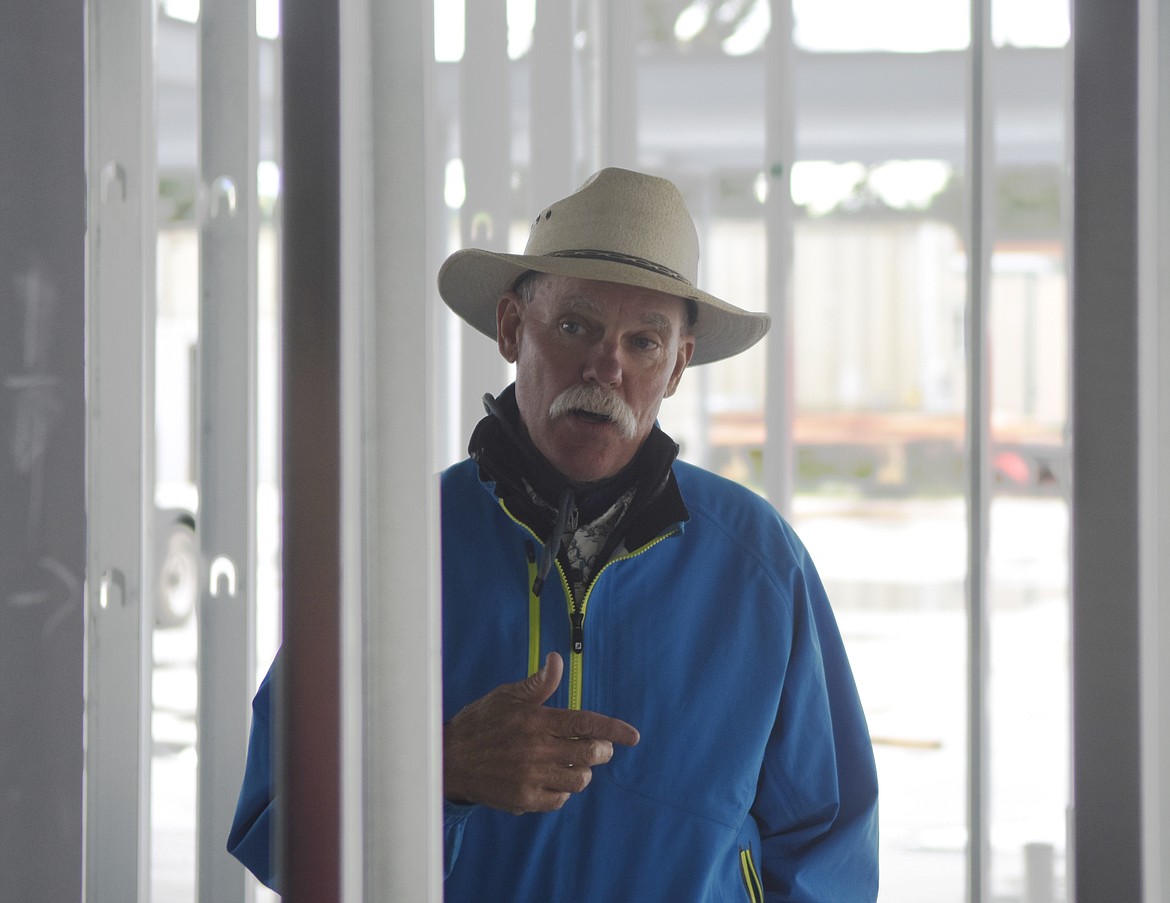 Owner&#146;s representative Dow Powell explains the process of building the new Muldown Elementary during a school board tour of the school. (Daniel McKay/Whitefish Pilot)