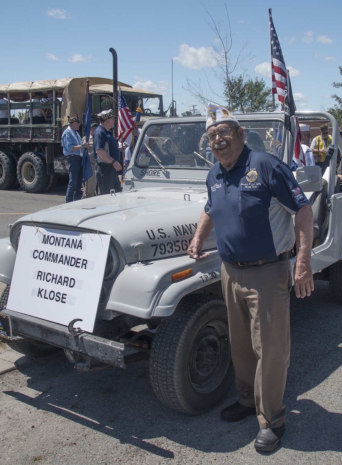 Richard Klose, Montana Commander of the American Legion preparing to lead the parade celebrating the 101 state convention of the Montana American Legion.