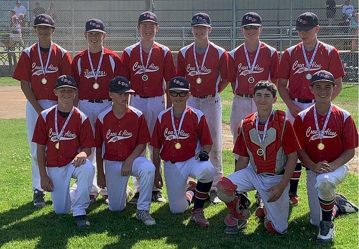 Courtesy photo
The Coeur d&#146;Alene Lumbermen 13U team concluded the 2019 spring/summer baseball season by winning the Northwest Blazer Tournament held in Coeur d&#146;Alene and Spokane this past weekend. The team went 3-0-1 over the weekend and defected the Iron Pigs 13U team 5-2 at Mead High in Spokane for the championship. The 13U team compiled a 33-12-3 record this season. In the front row from left are Richie Hackett, Jake Dannenberg, Cooper Smith, Calvin Coppess and Kyle Seman; and back row from left, Paxon Bunch, Chris Reynolds, Trevor Rodda, AJ Currie, Nolan Christ and Braeden Newby.