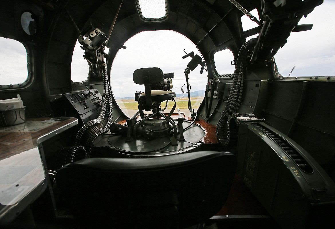 Seen here is the underbelly of the cockpit inside &#147;Sentimental Journey&#148; where World War II era bombardiers plotted bomb runs and manned .50 caliber machine guns.