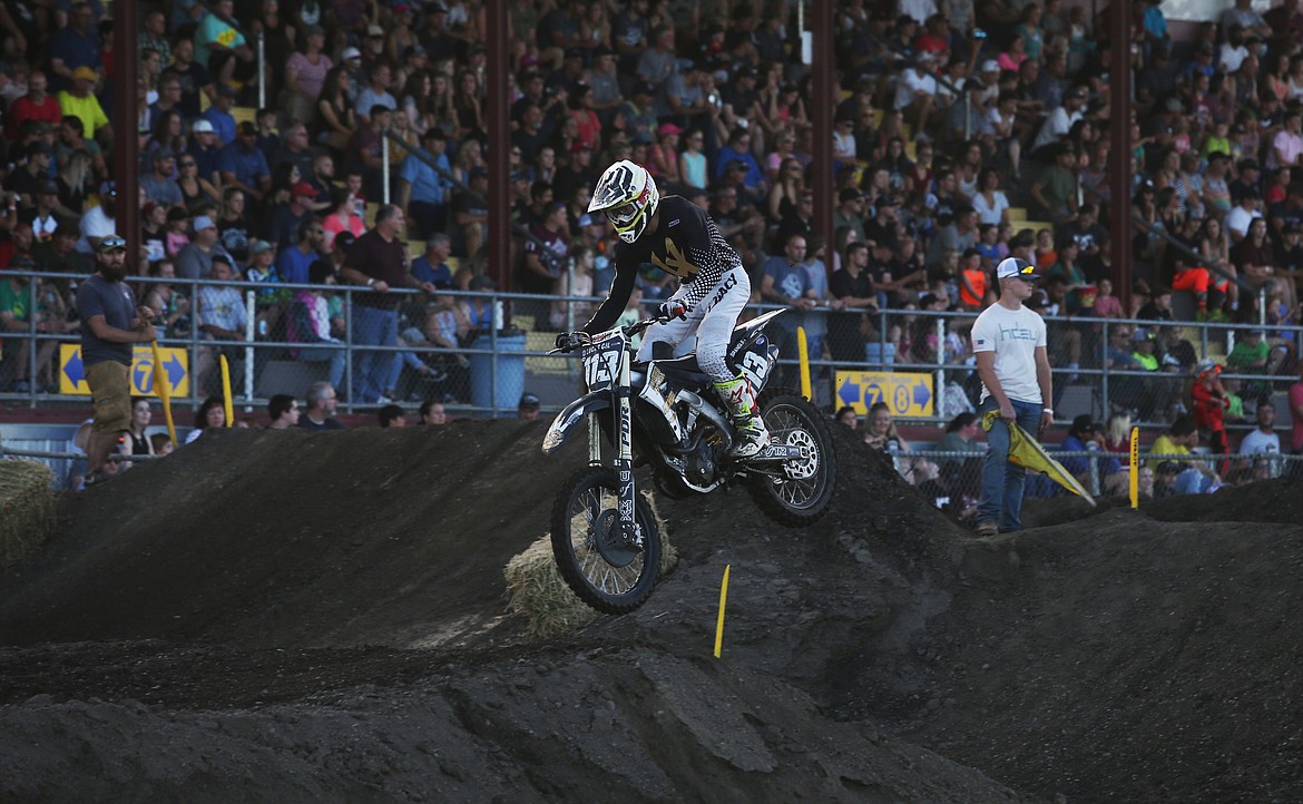 Braden Spangle catches air during the 250 Pro arenacross race Friday night.