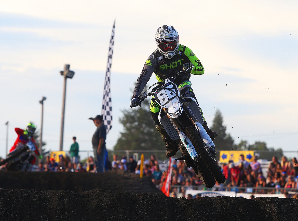 Ryan Breece catches some air over a small jump in the 250 Pro race Friday night.