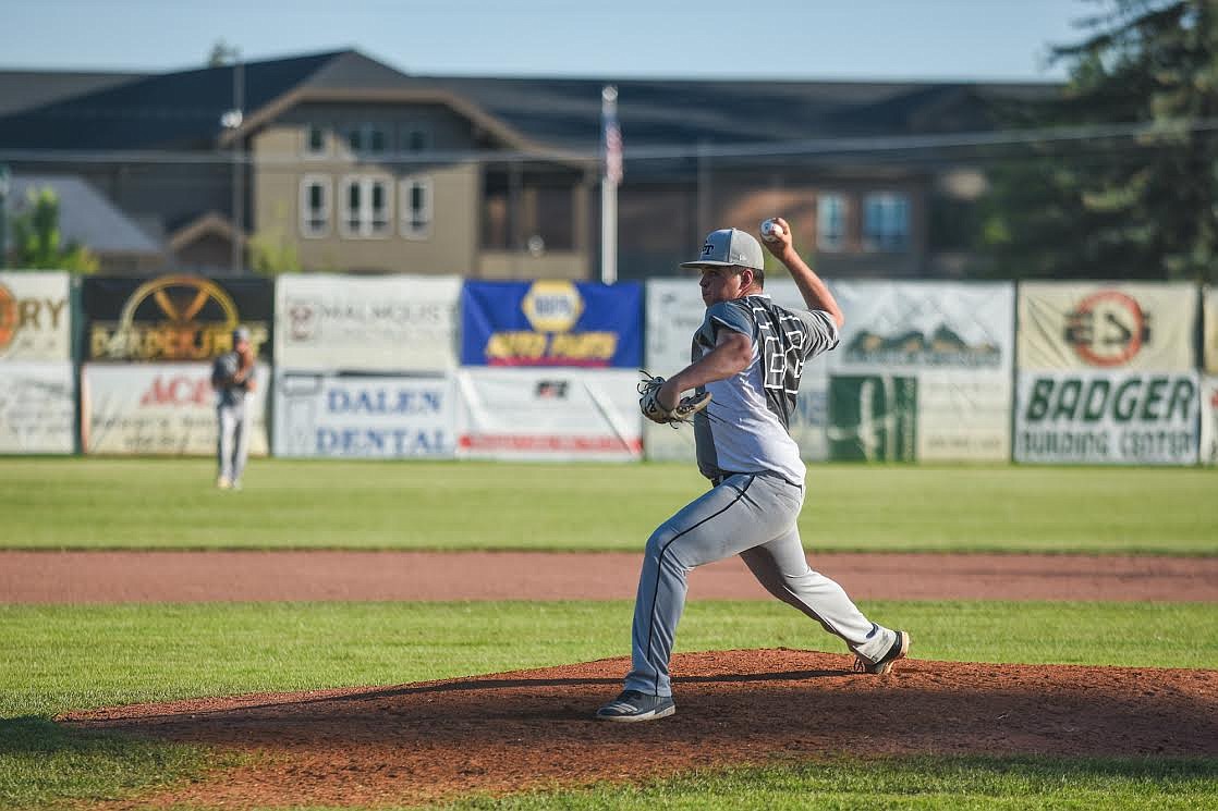 The Glacier Twins' Chad Queen winds up against the Butte Miners on Friday during the Sapa/Johnsrud Tournament at Memorial Field. (Daniel McKay/Whitefish Pilot)