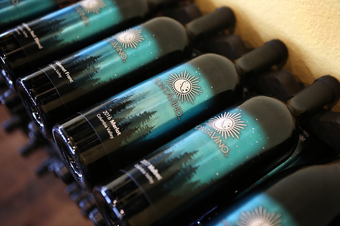 A selection of MontaVino wines is displayed at the newly opened winery in downtown Kalispell.