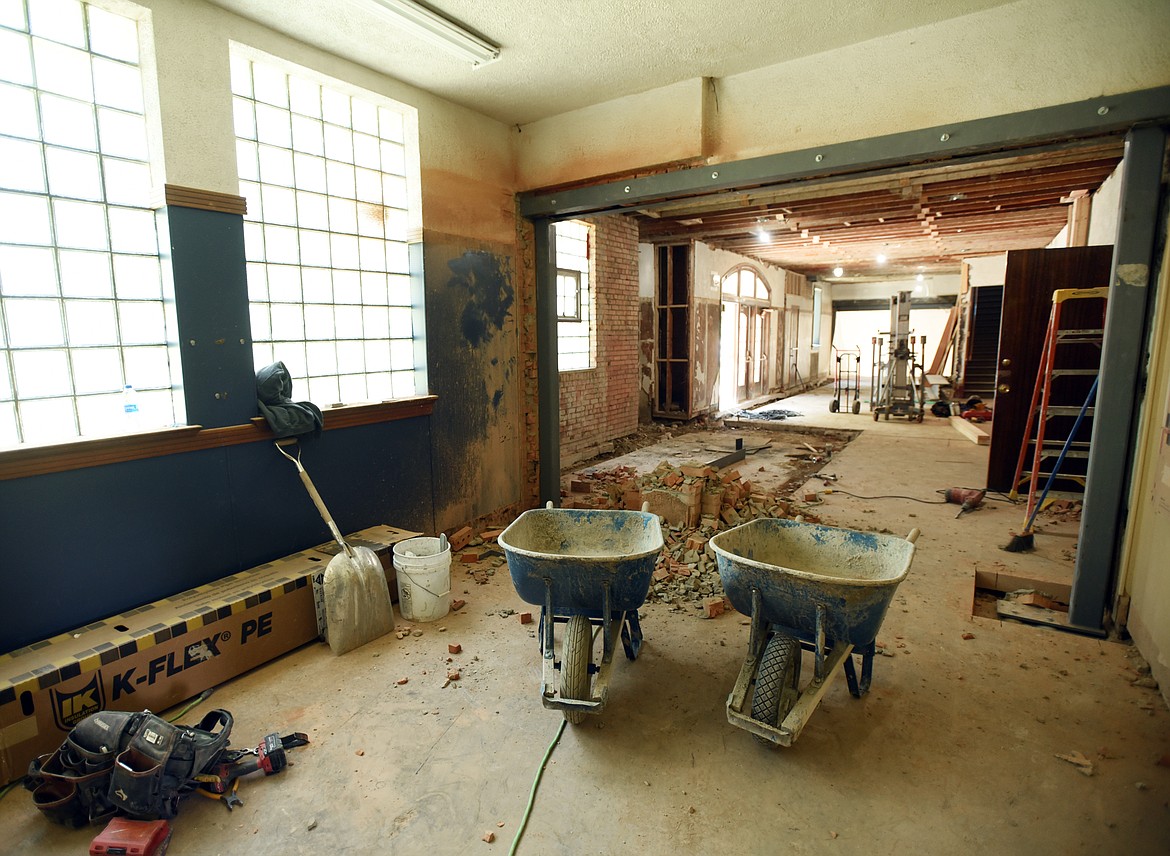 What was a narrow corridor between the office and the gym at Linderman has been significantly expanded. Boy&#146;s and girl&#146;s bathrooms were taken out to serve as a commons area for students. (Brenda Ahearn/Daily Inter Lake)