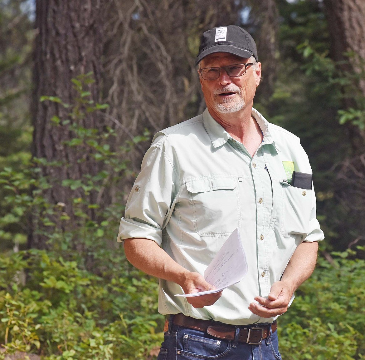 Dick Dolan, Northern Rockies Director for The Trust for Public Land, thanked a list of state and federal agencies that were involved in efforts surrounding the Stillwater Forest Conservation Easement during a gathering last week celebrating the completion of the project. (Heidi Desch/Whitefish Pilot)