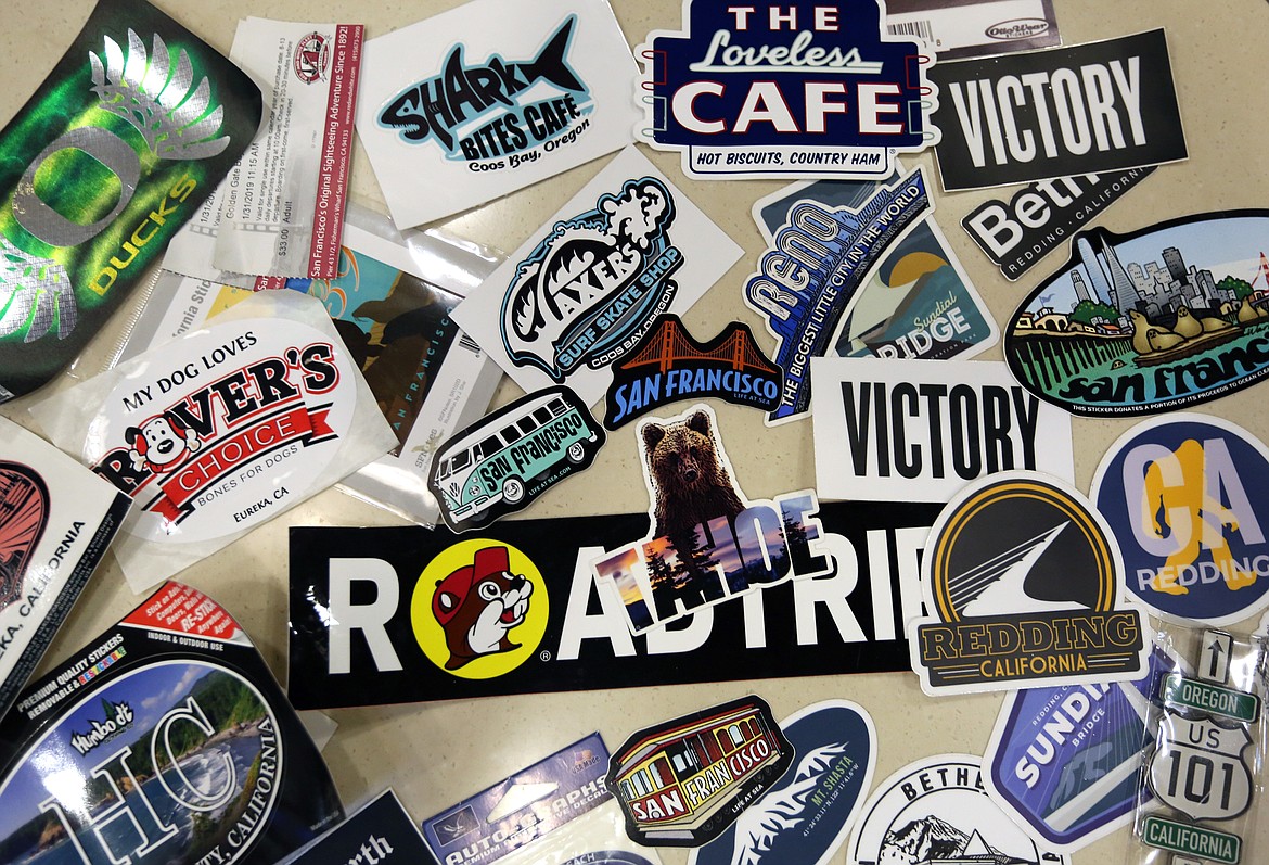 Valery Howard has collected numerous stickers from her RV travels with her husband, Danny.
