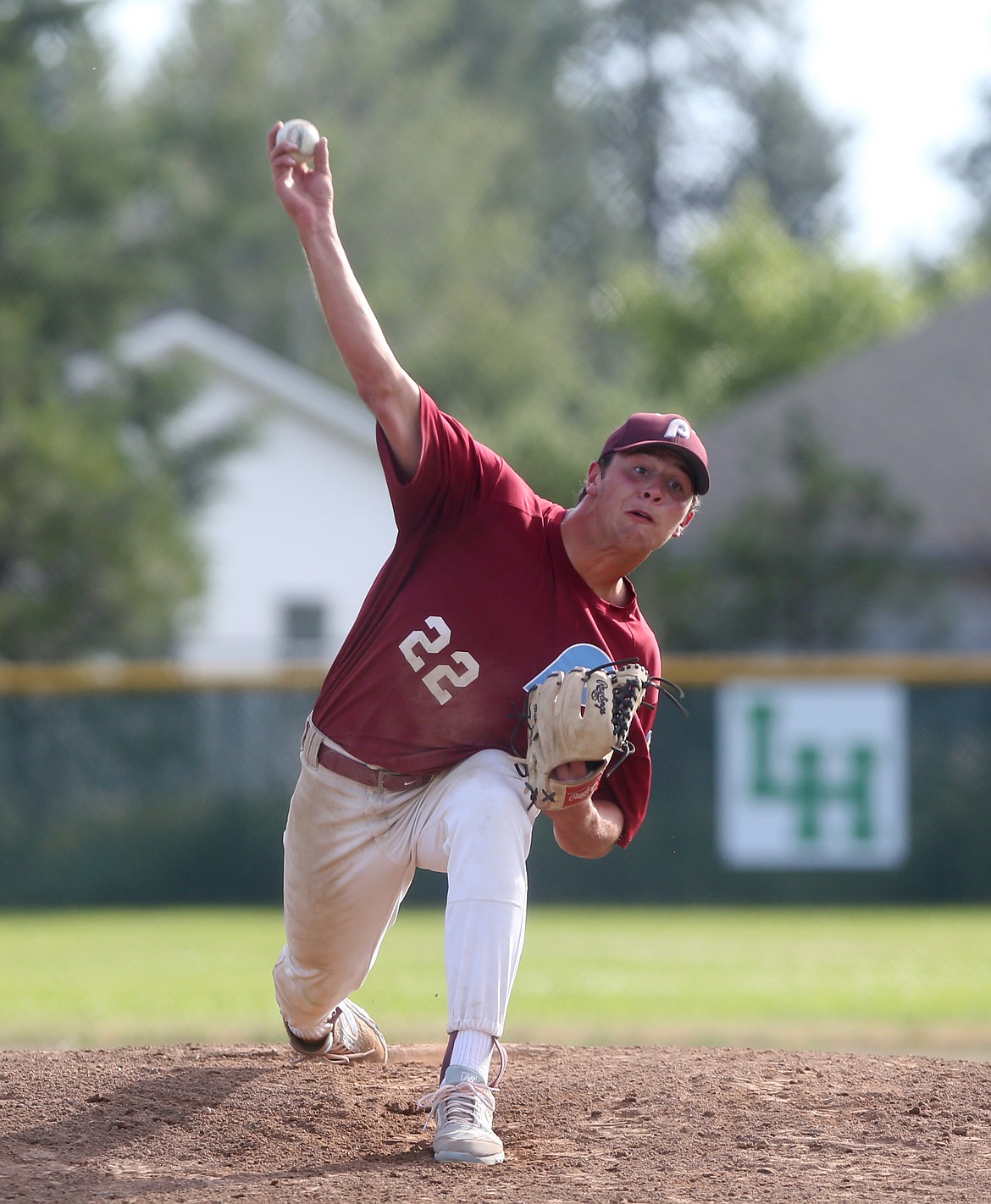 LOREN BENOIT/Press 
Prairie Cardinal Matt Fleming delivers a pitch in a game against the Northern Lakes Mountaineers Tuesday in Rathdrum. Fleming struck out four and drove in two runs for the Cardinals.