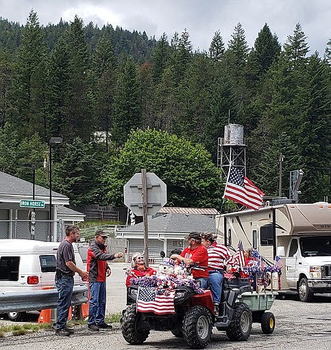 Photo by SANDY STEINHAGEN
Parade participants showing patriotic pride in north Idaho fashion.