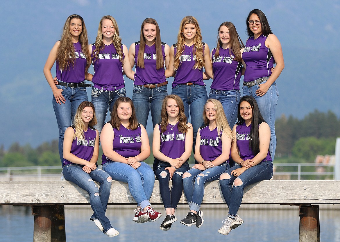 THE POLSON Purple Rain 16-U softball team poses for a team picture during the start of the regular season. The Purple Rain, are one of many Polson teams, with aspirations to bring home some hardware during the USA Softball of Montana JO State Championships July 12-14 in Missoula. (Photo courtesy of Bob Gunderson)