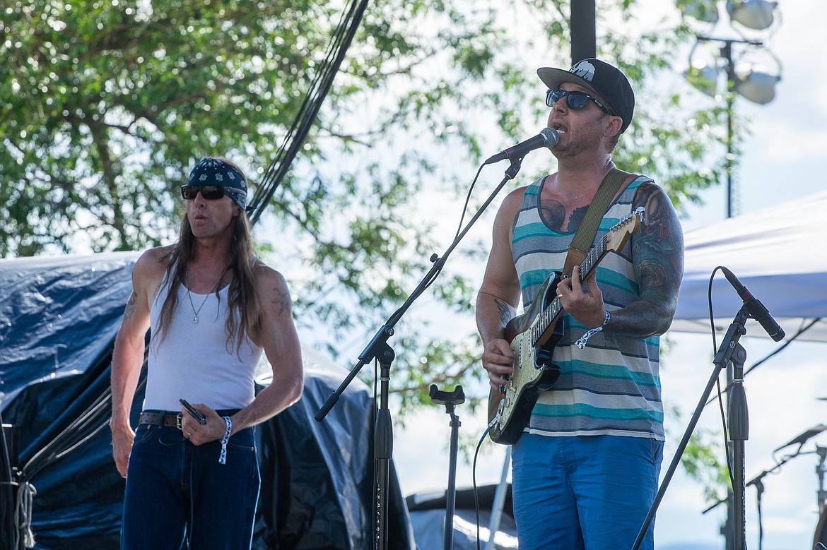 Leonard Govenettio and Brent Jameson of Jameson and the Sordid Seeds perform during the Under the Big Sky music festival over the weekend at Big Mountain Ranch east of Whitefish. (Daniel McKay/Whitefish Pilot)