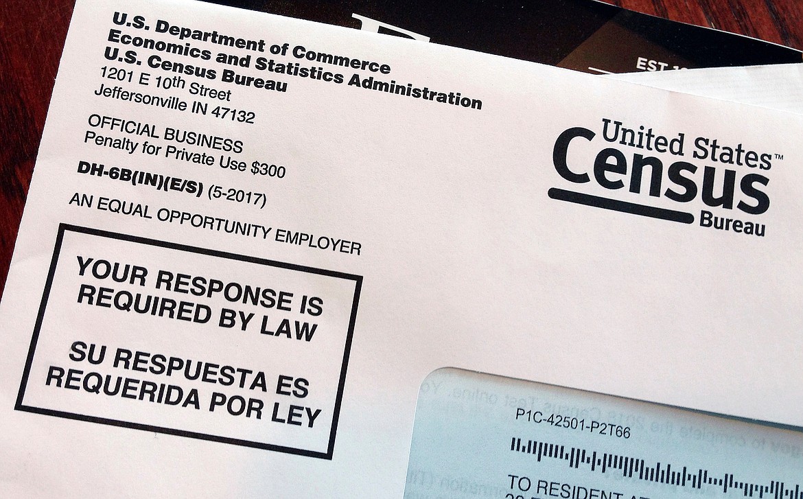 This March 23, 2018, file photo shows an envelope containing a 2018 census letter. (AP Photo/Michelle R. Smith, File)