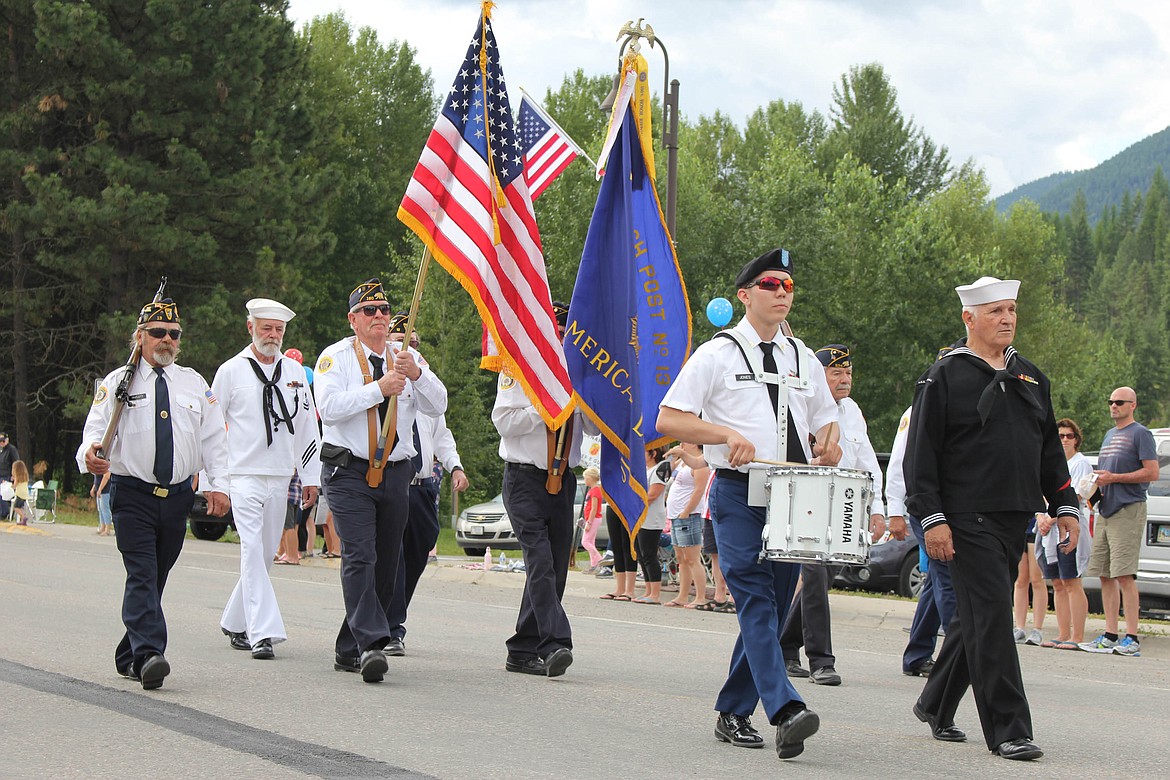 The St. Regis American Legion marches in the Fourth of July parade in St. Regis. (Maggie Dresser/Mineral Independent)