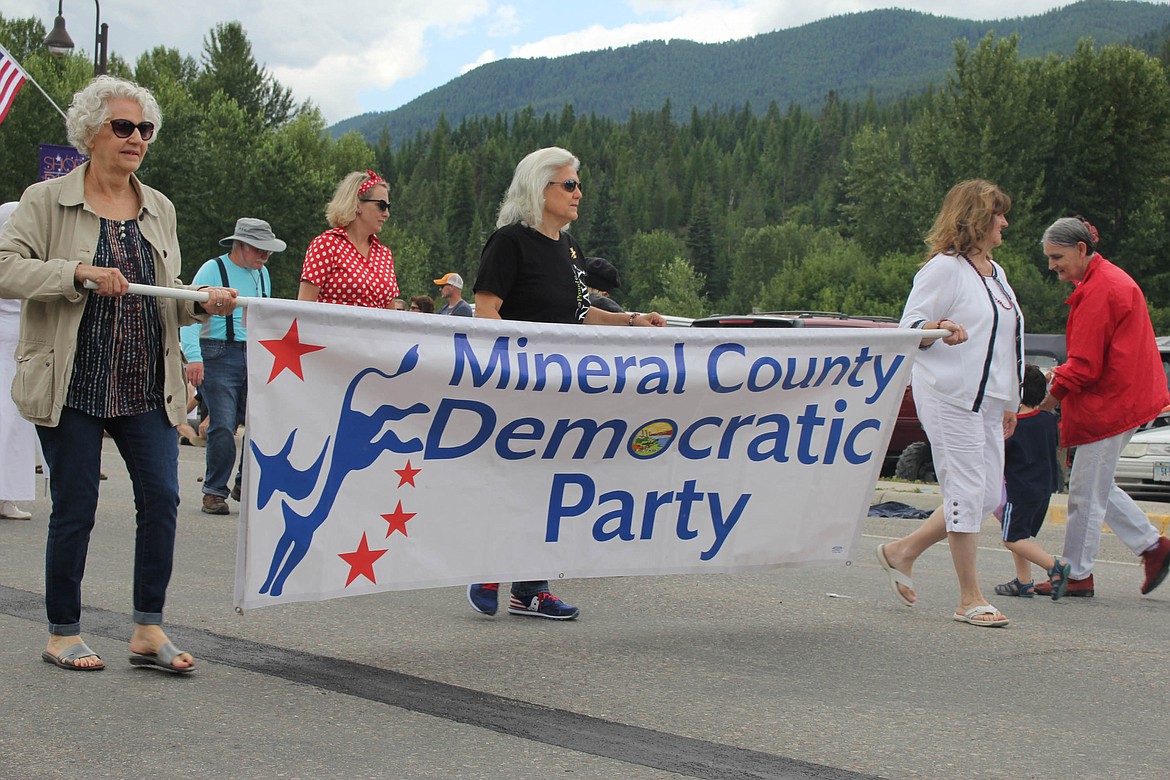 The Mineral County Democratic Party march in the St. Regis Parade. (Maggie Dresser/Mineral Independent)