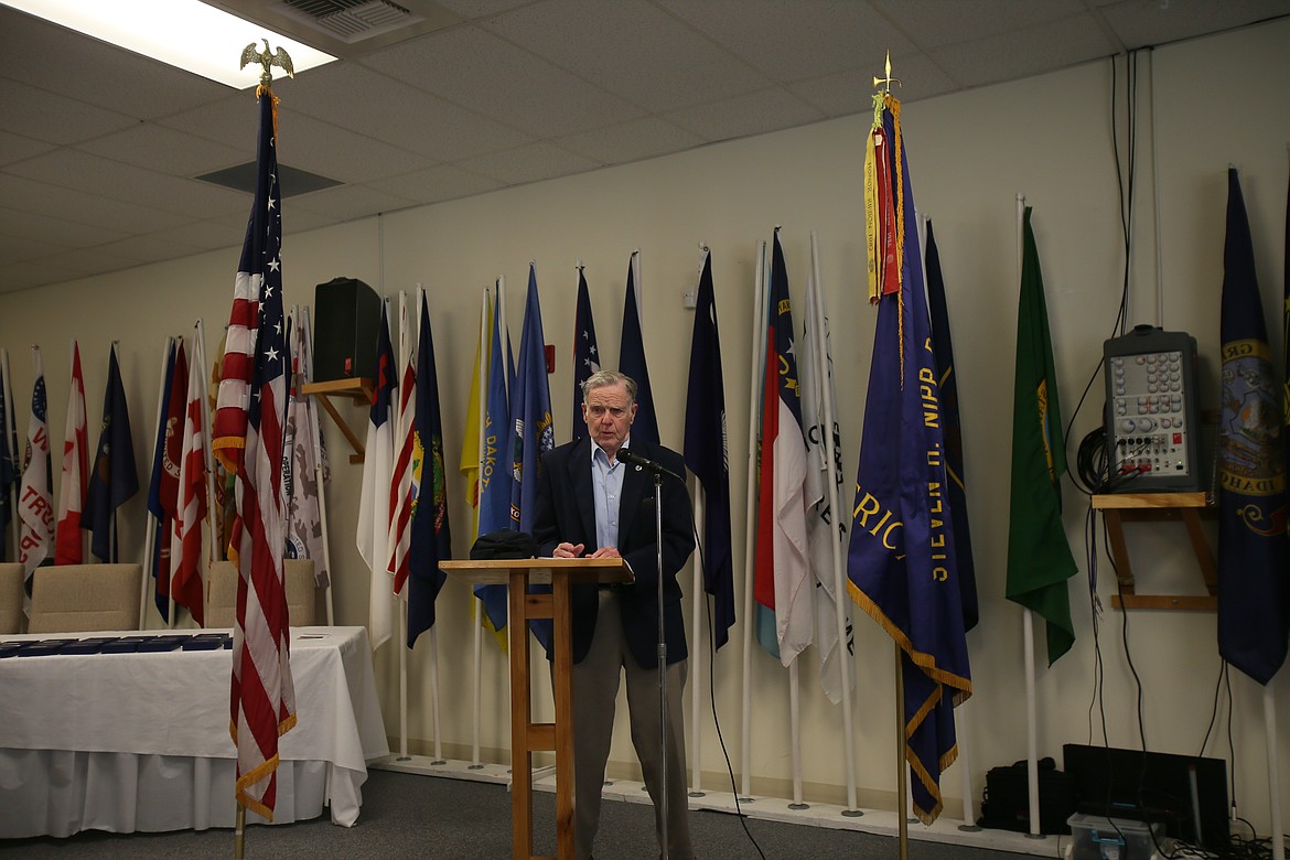 Marv Hagedorn, chief administrator of the Idaho Division of Veterans Services, gives the keynote address at Saturday&#146;s ceremony.