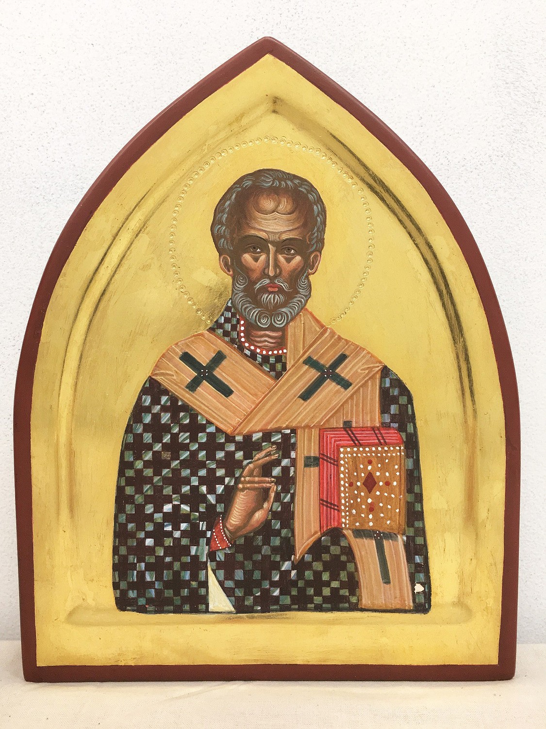 St. Nicholas, egg tempera, 24 carat gold on wood panal and mixed media. Dondelinger.