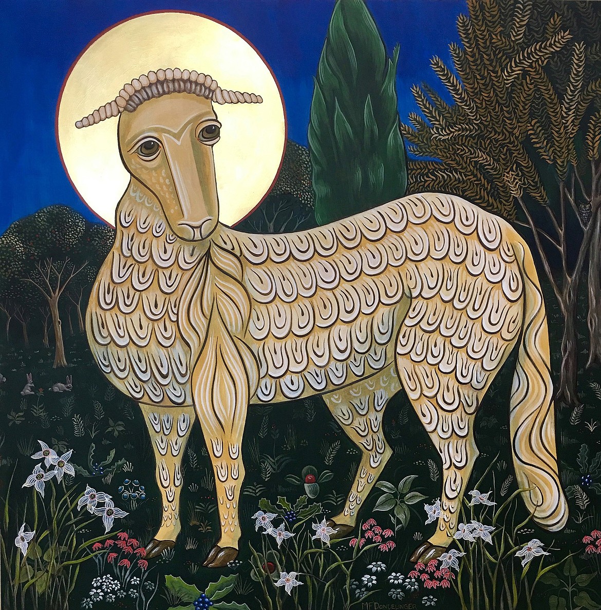 Lamb of Nature, egg tempera, 23 carat gold on wood panel. Dondelinger.