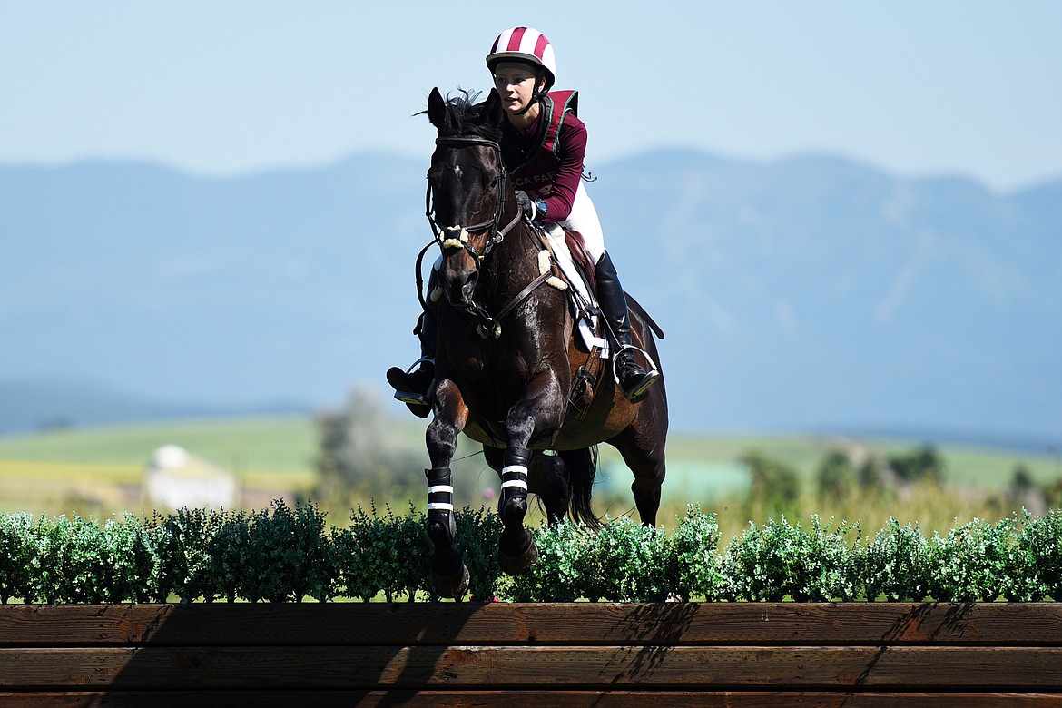 Makayla Watterson rides Foxwood Belle in the Junior Open Novice A cross-country division during The Event at Rebecca Farm on Thursday. (Casey Kreider/Daily Inter Lake)