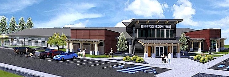 The Kootenai Humane Society plans to build a 24,000-square-foot animal shelter on the west side of Atlas Road north of Hayden Avenue in Hayden when most of the $6.5 million is raised or pledged. (Courtesy rendering)