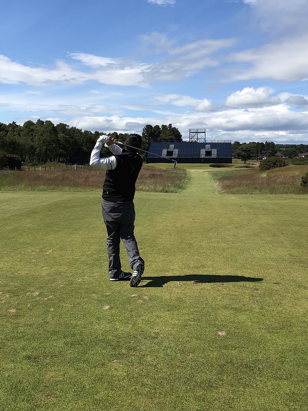 Photo courtesy REID HATLEY
Reid Hatley played Carnoustie last year, with the bleachers set up for the upcoming British Open.