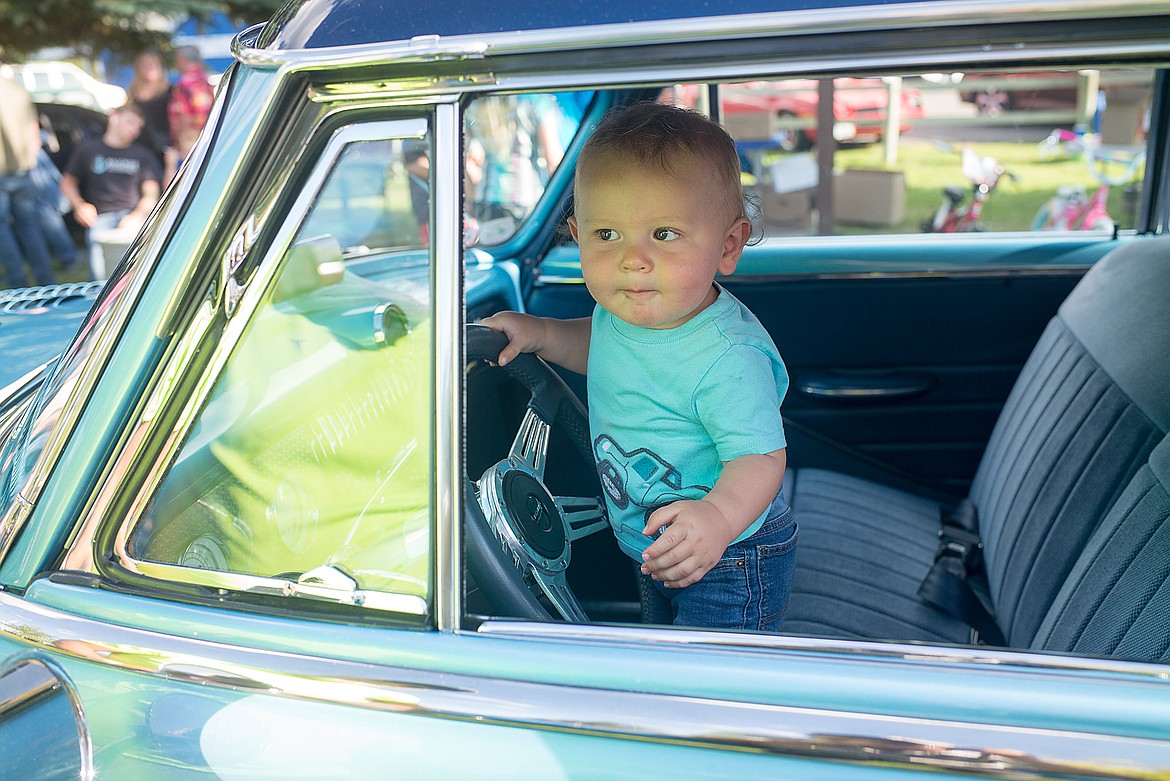 Mikey Nicosia checks out his grandma Susan&#146;s vintage car.