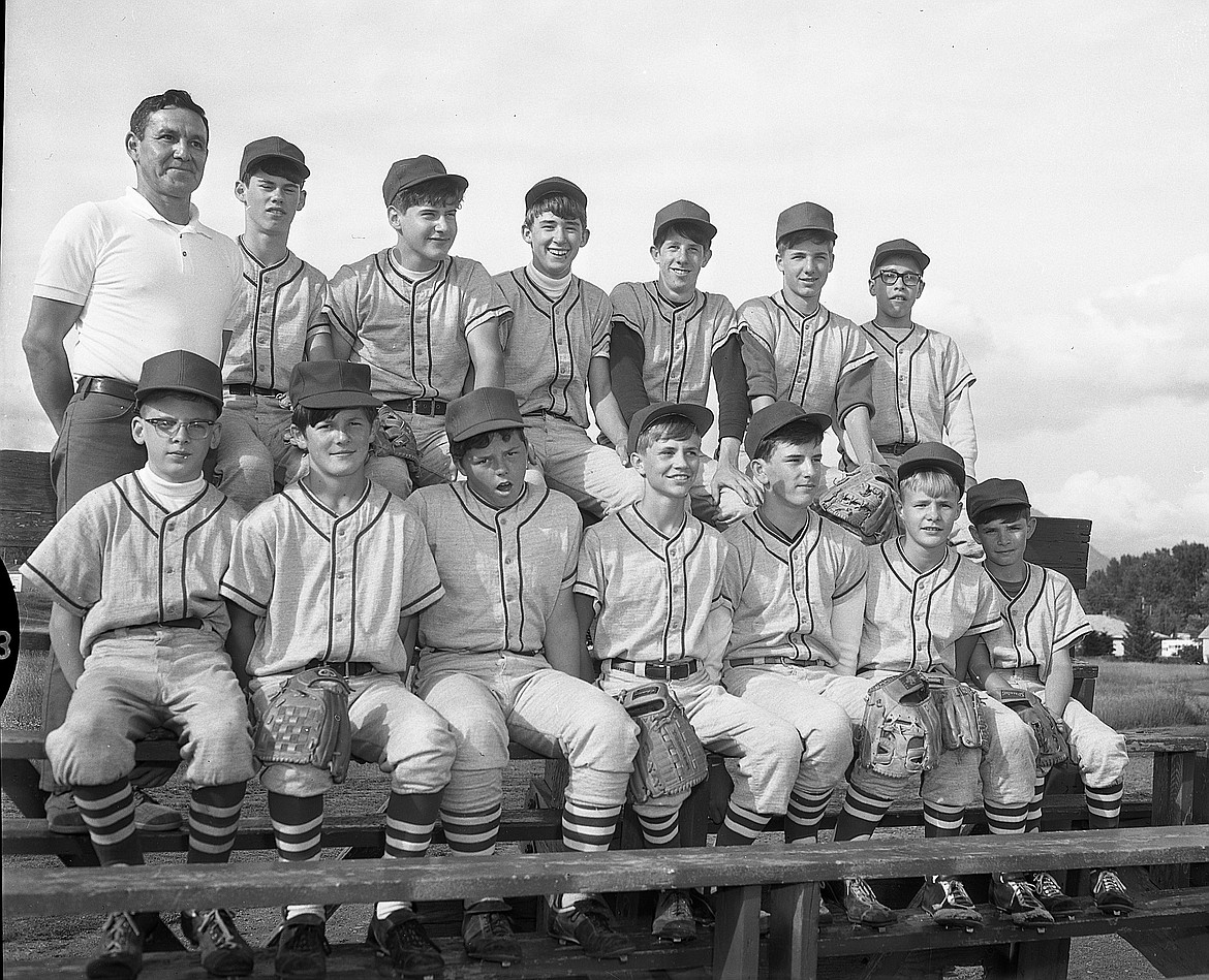 The Anaconda Aluminum Co. Babe Ruth team, June, 1969. Front row, from left, are Mark Jimmerson, Shane Steele, Lloyd McSloy, Jeff Matteson, Marc Reid, Terry Smith and Jeff Fields. In the back row are Coach Francis Anywaush, Rick Blades, Doug Cordier, Gordon Beack , Les Logan, Greg Sloan and Steve Anywaush. (Mel Ruder photo)