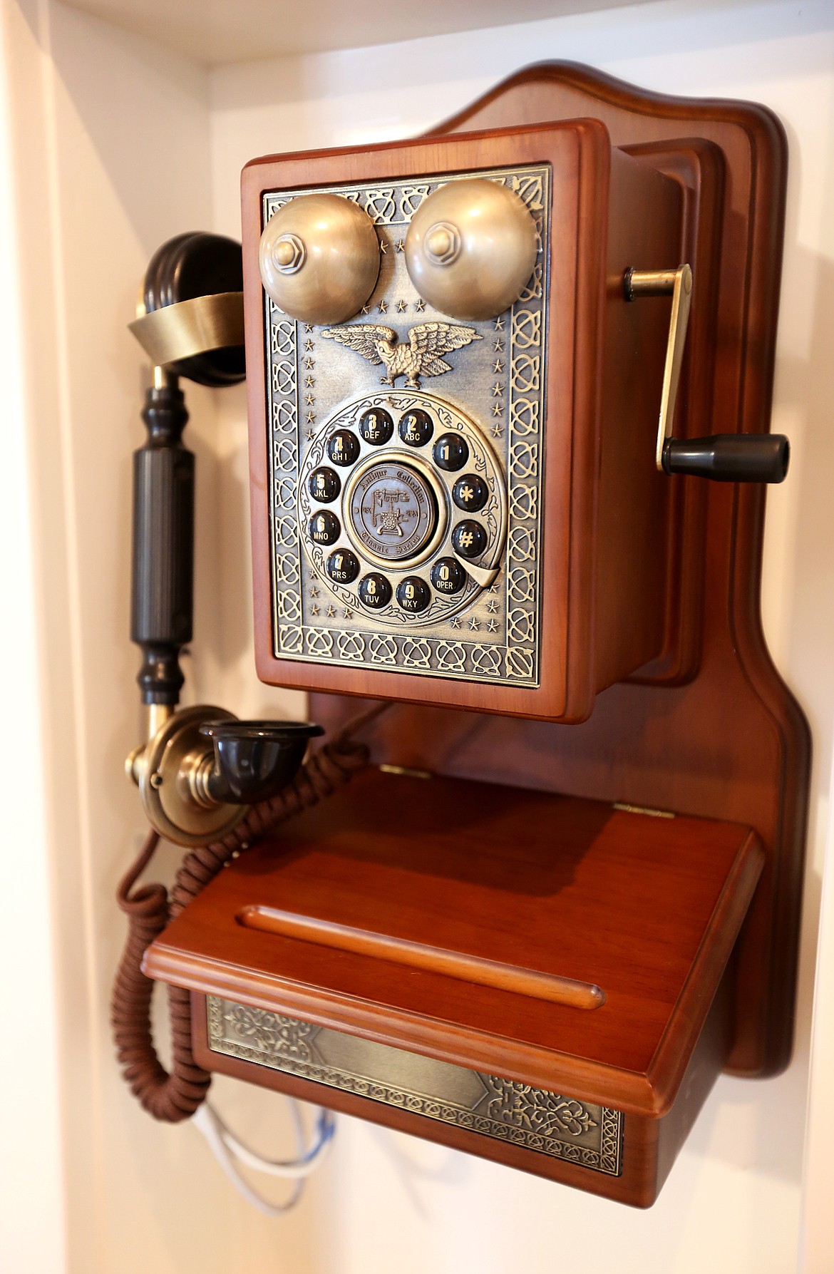 A vintage-style telephone is placed where the home&#146;s original phone was located. (Mackenzie Reiss/Daily Inter Lake)