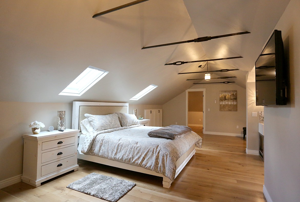 The upstairs bedroom features turnbuckle collar ties that Ryan Nelson believes were made in 1919, the same year his home was built. (Mackenzie Reiss/Daily Inter Lake)