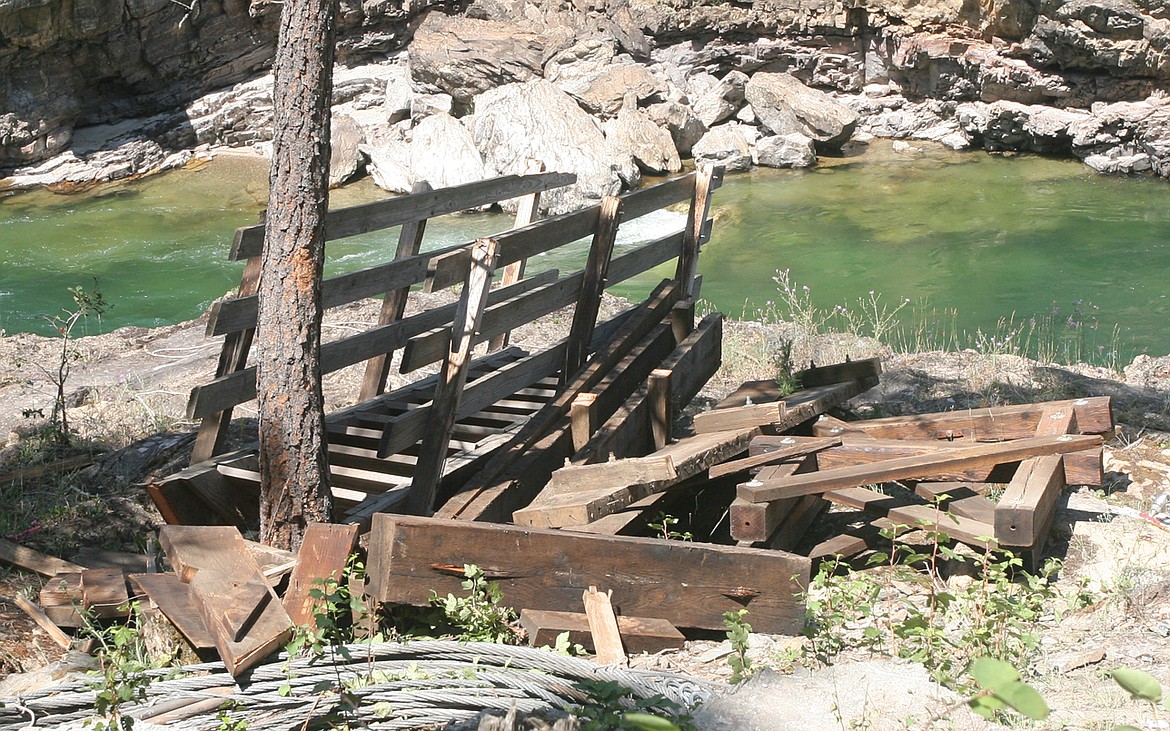 WHAT REMAINS of the stairs to the old swinging bridge. (Paul Sievers/The Western News)