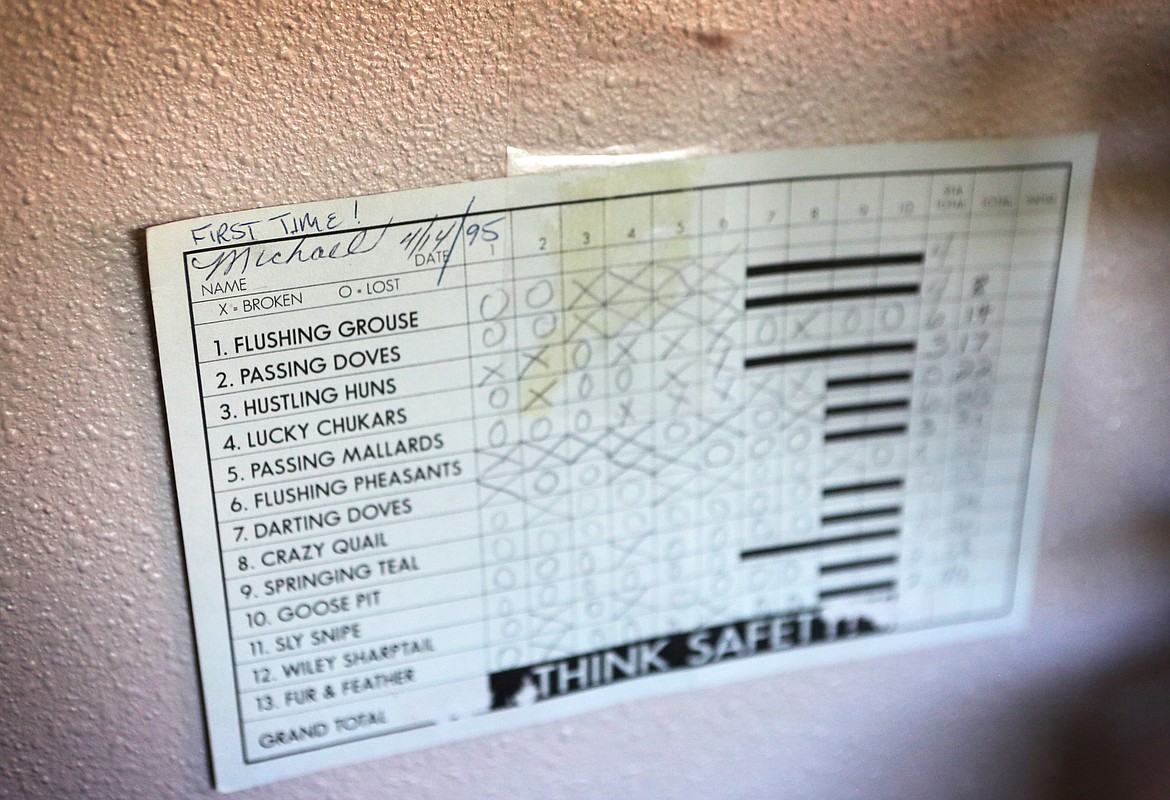 Mike Taylor's scorecard from the first time he shot sporting clays.