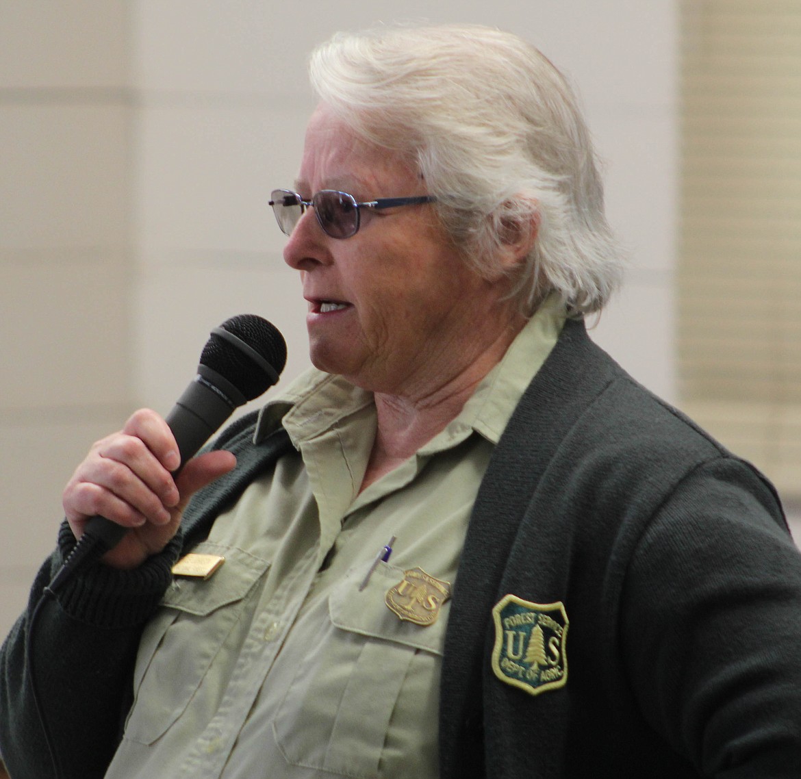 Superior District Ranger Carole Johnson introduces the Passport in Time program at Savenac Nursery on Friday, July 19. (Maggie Dresser/Mineral Independent)