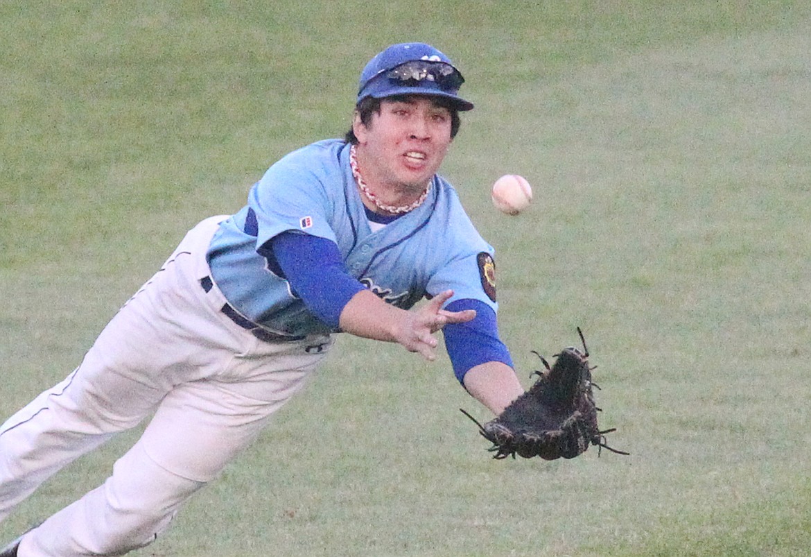 Center fielder Tripp Zhang snags the third out bottom of sixth inning vs. Bandits July 18. Libby over Cranbrook 20-3. (Paul Sievers/The Western News)