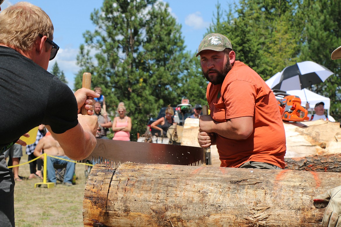 (Photo by CAROLINE LOBSINGER)
Loggers compete in the Priest River Timber Days timber competition.