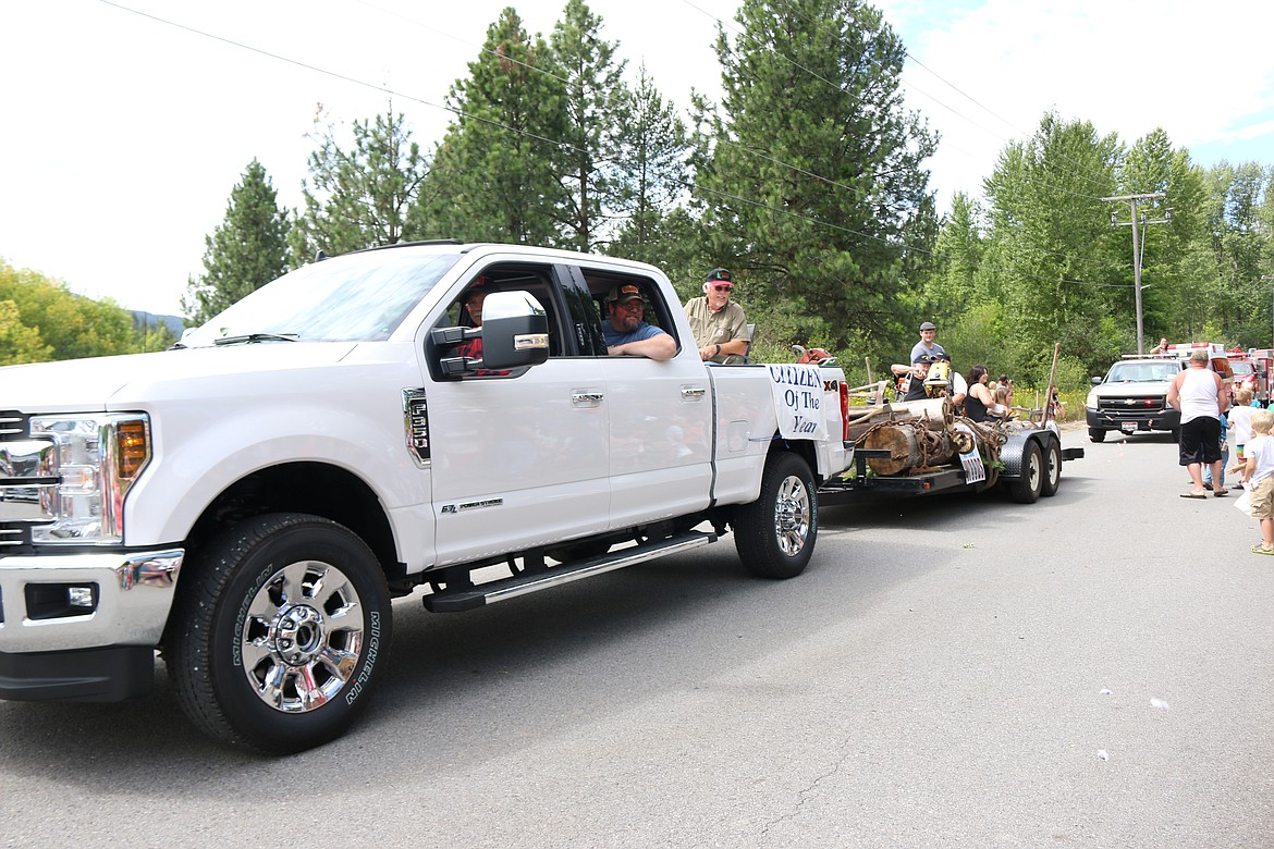 (Photo by MARY MALONE)
Mike Reynolds, recently chosen as Priest River&#146;s Citizen of the Year, made an appearance during the Timber Days Parade on Saturday.